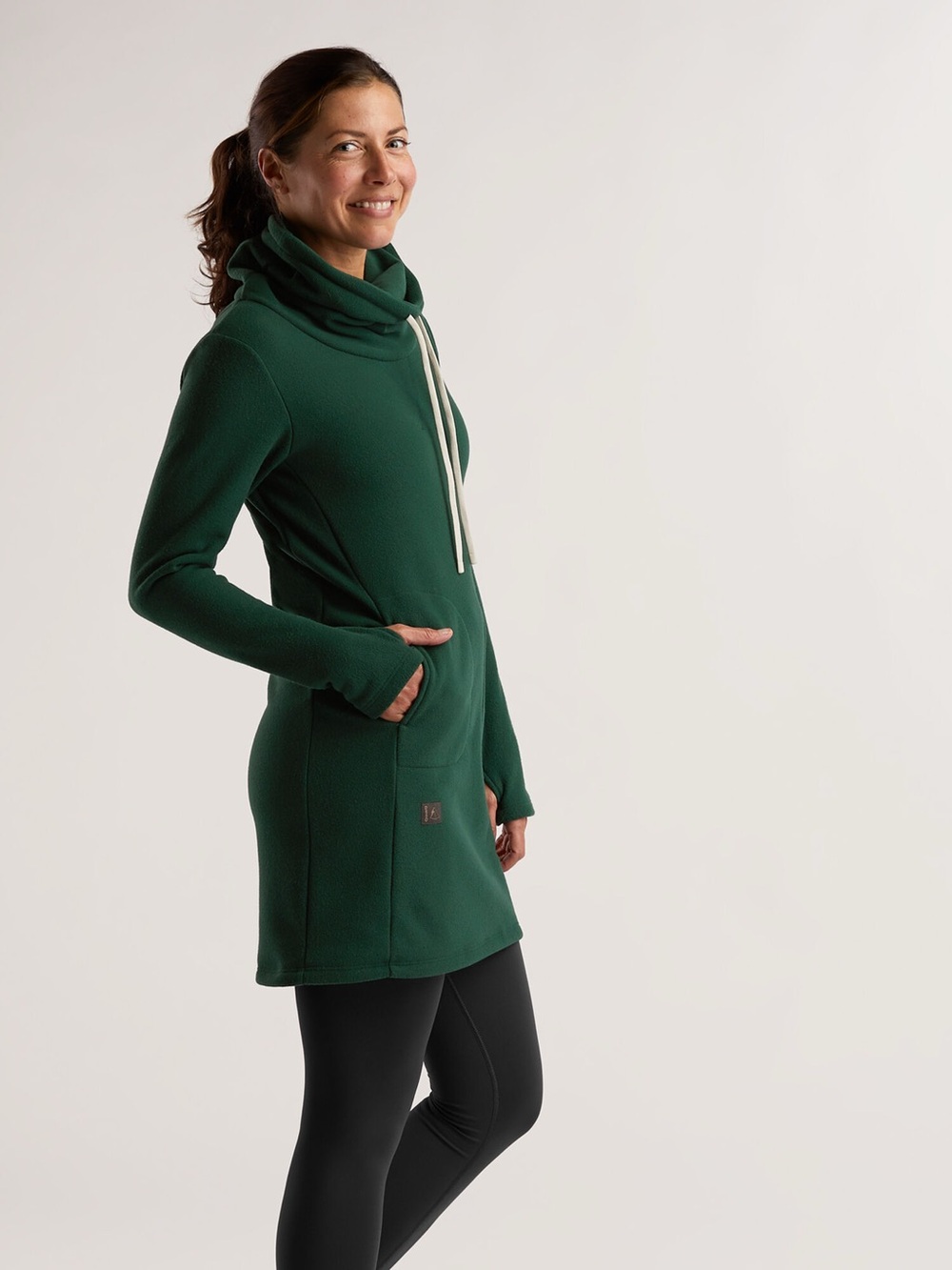 DESO Supply Co Velma Fleece Cowl Neck Dress Sage Green M - Picture 6 of 13
